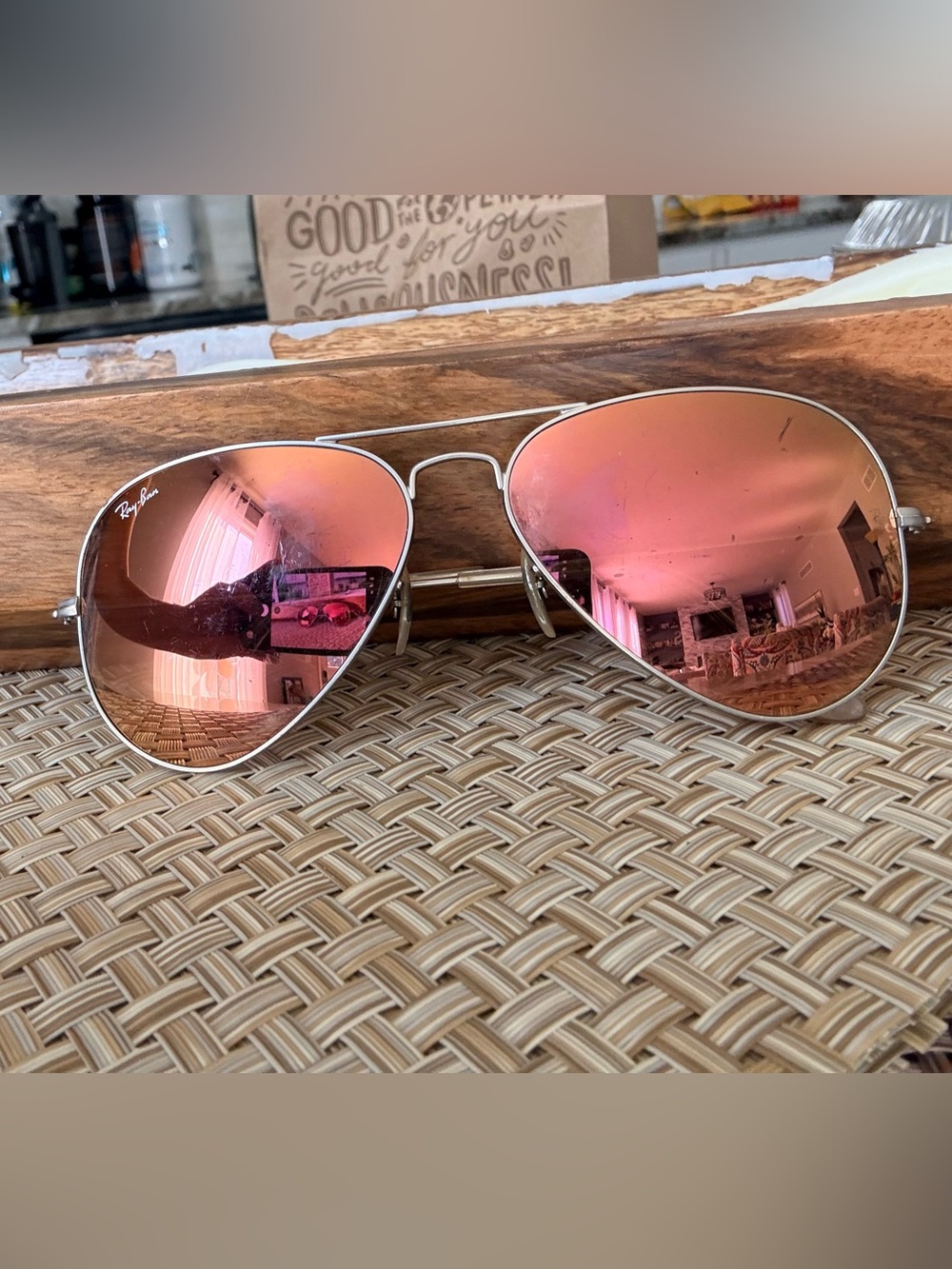 Ray-Ban Women's Aviator Sunglasses - Pink Mirrored Lenses